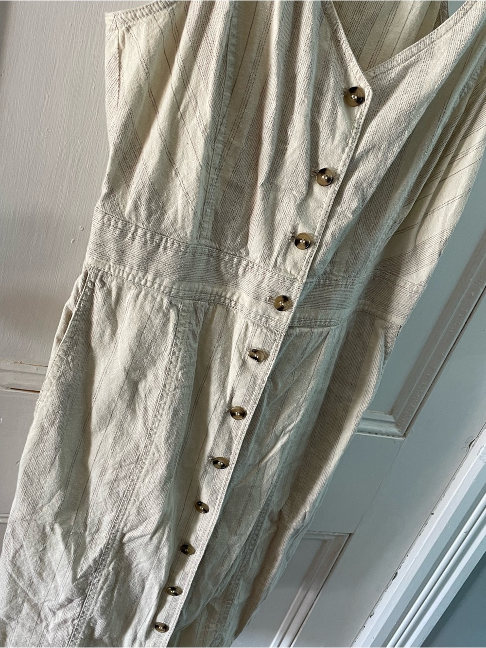 Prana Grace Trail Dress Stone Stripe Sleeveless Button Down Medium - Picture 6 of 11